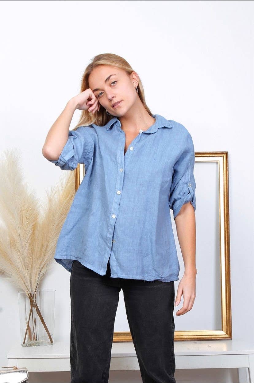 100% linen shirts REF. 20090: Duck Blue / Unique