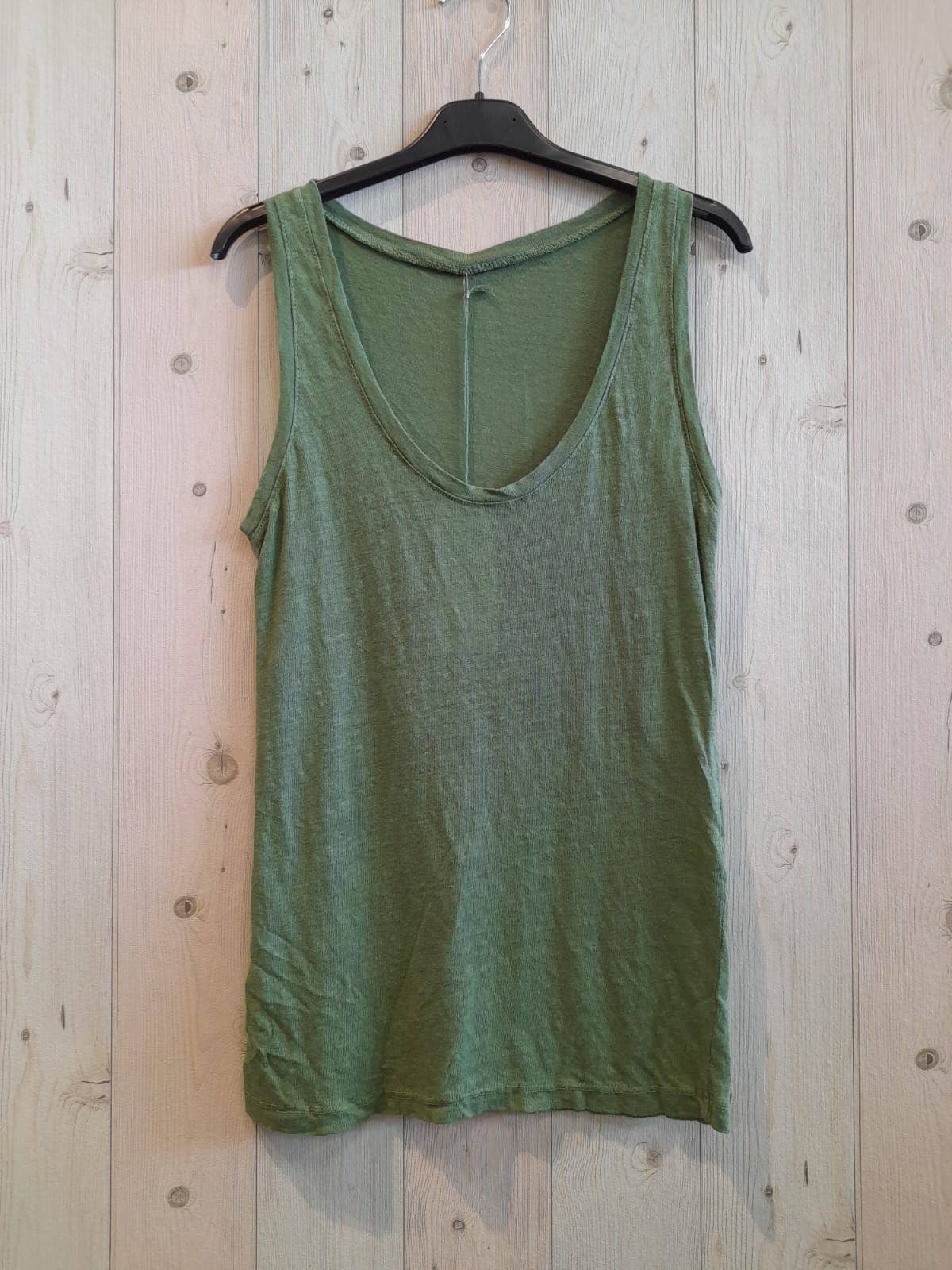 REF 3981 BASIC STRETCH LINEN T-SHIRT 100%: GREEN