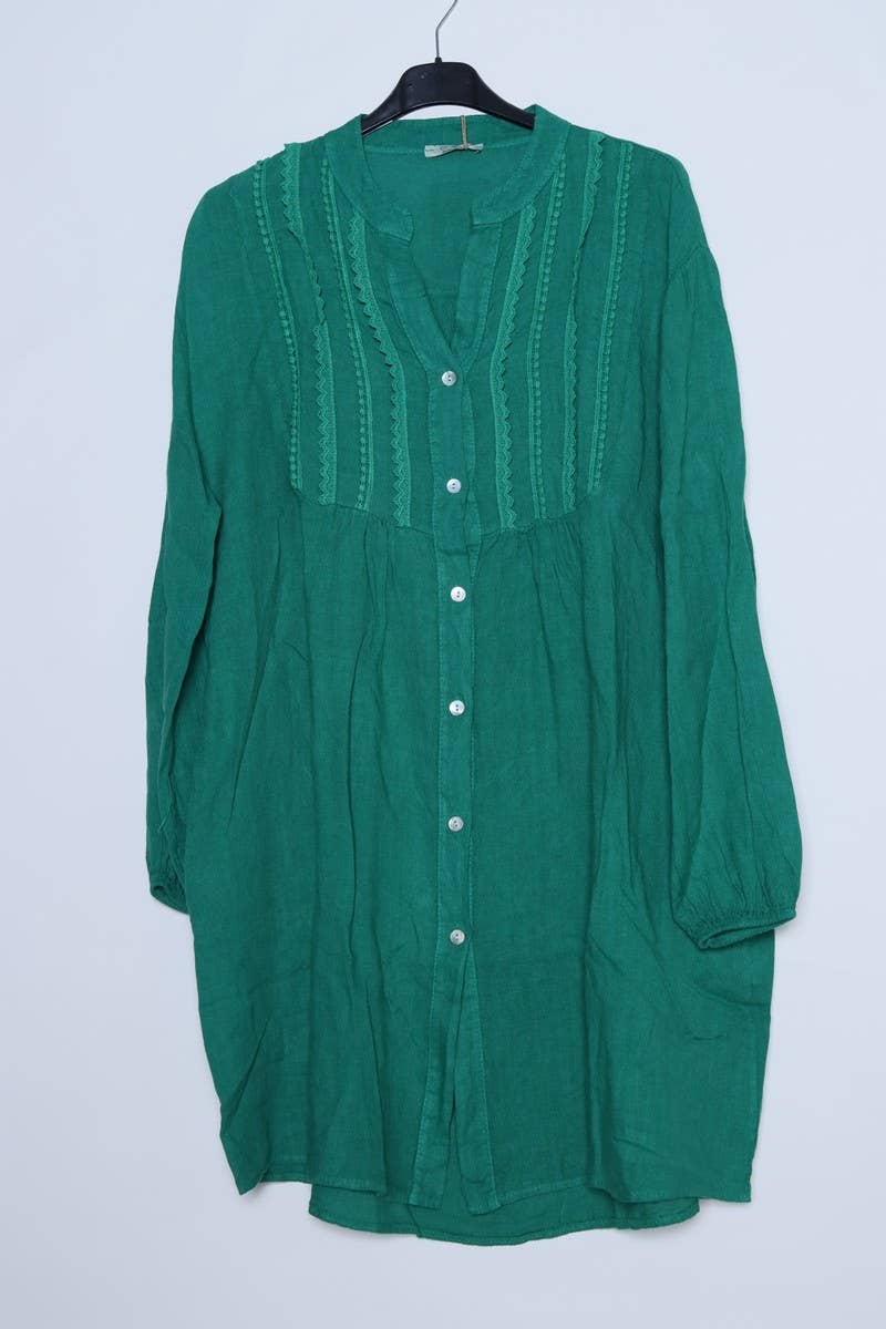 Short Dresses in 100% Linen REF. 14790: Royal blue / Unique