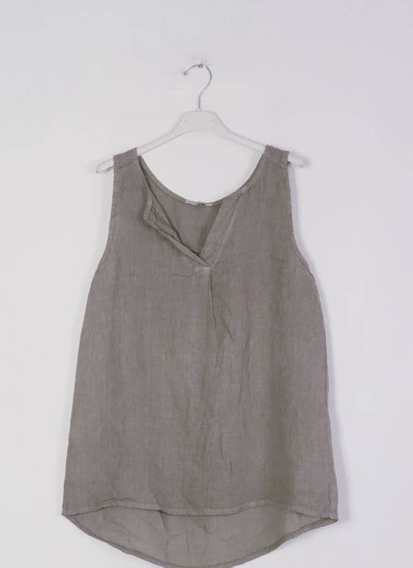 100% Linen Tank Top REF. 38009: Royal blue / Unique