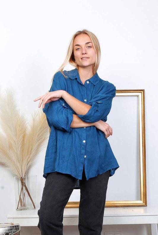 100% linen shirts REF. 20090: Duck Blue / Unique