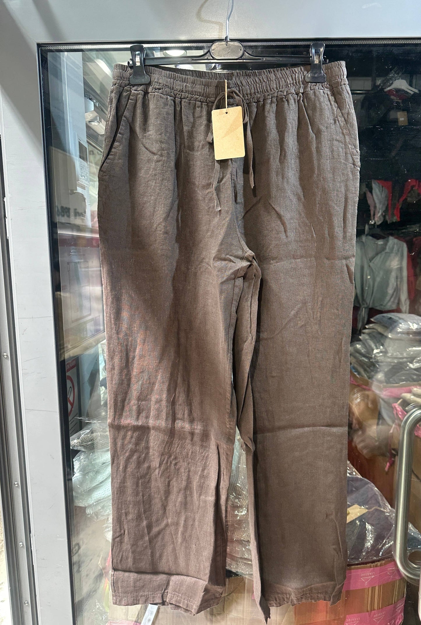 Plus size linen trouser Tabaco