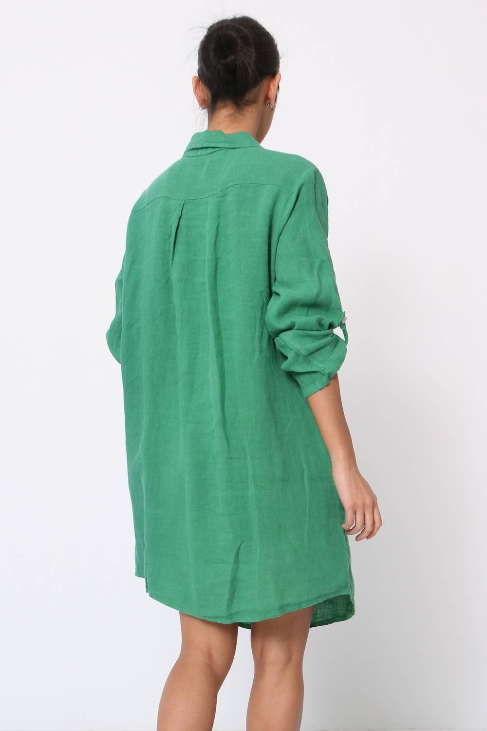 Short Dresses in 100% Linen REF. 197: Chocolate / Unique