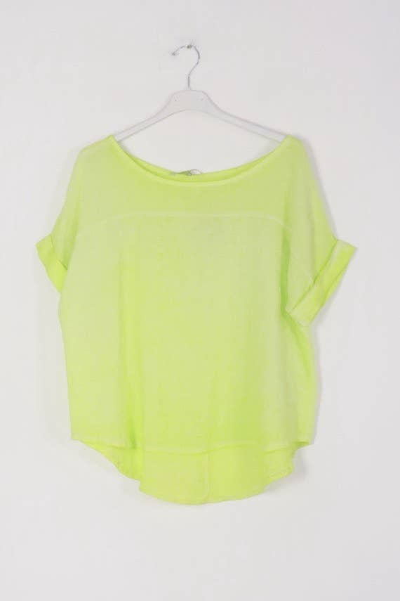 100% Linen Blouse REF.641: Black / Unique