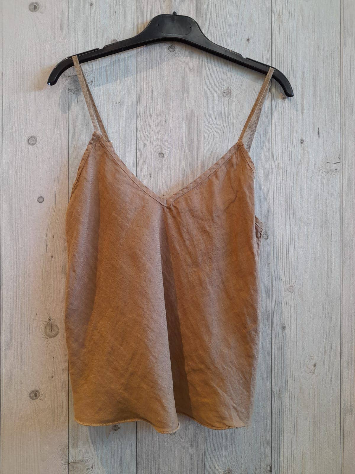 REF 22943 100% LINEN TANK TOP: KHAKI