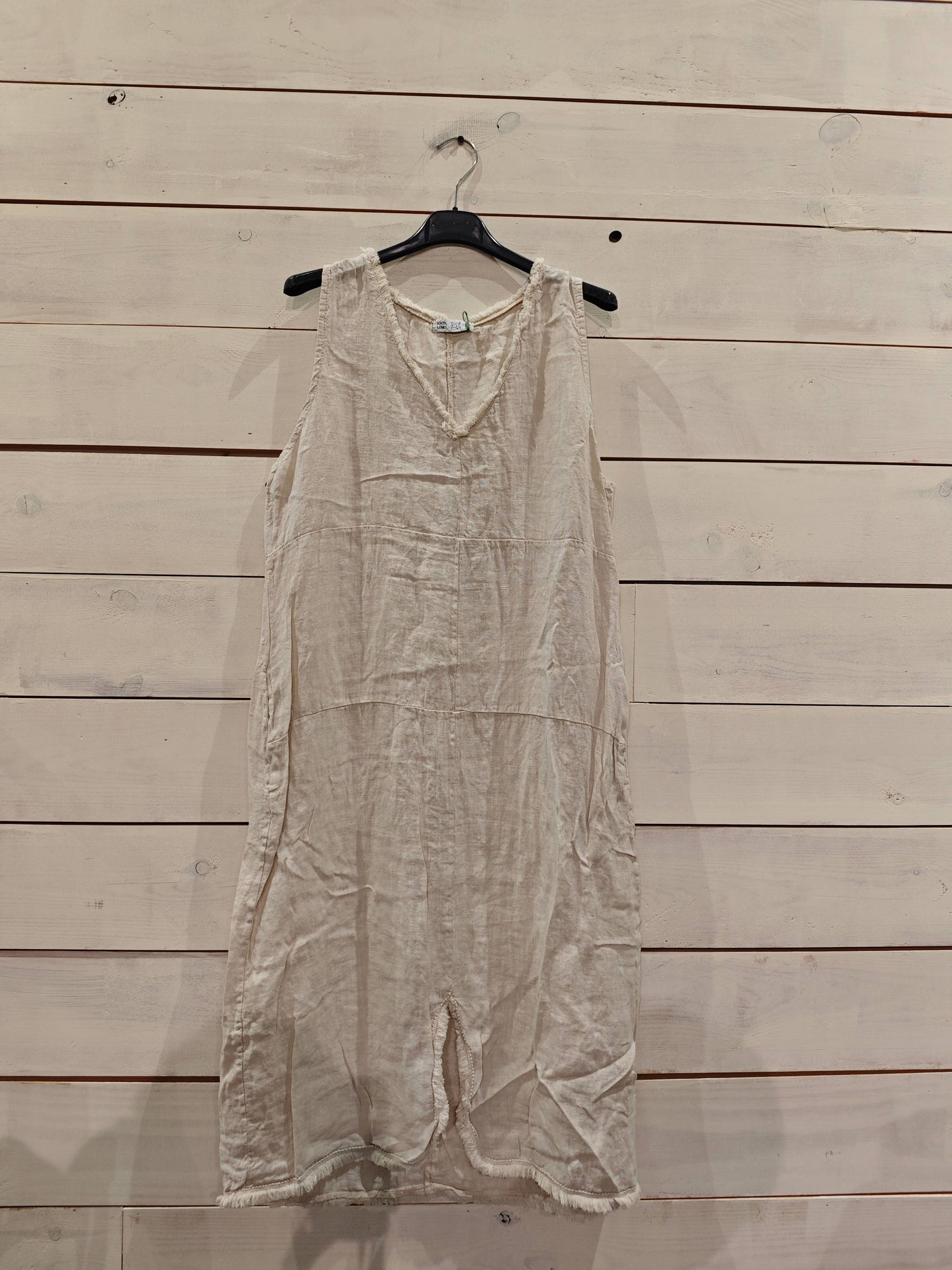 REF 27156 FRINGED DRESSES SLEEVED SILK 100% LINEN: white