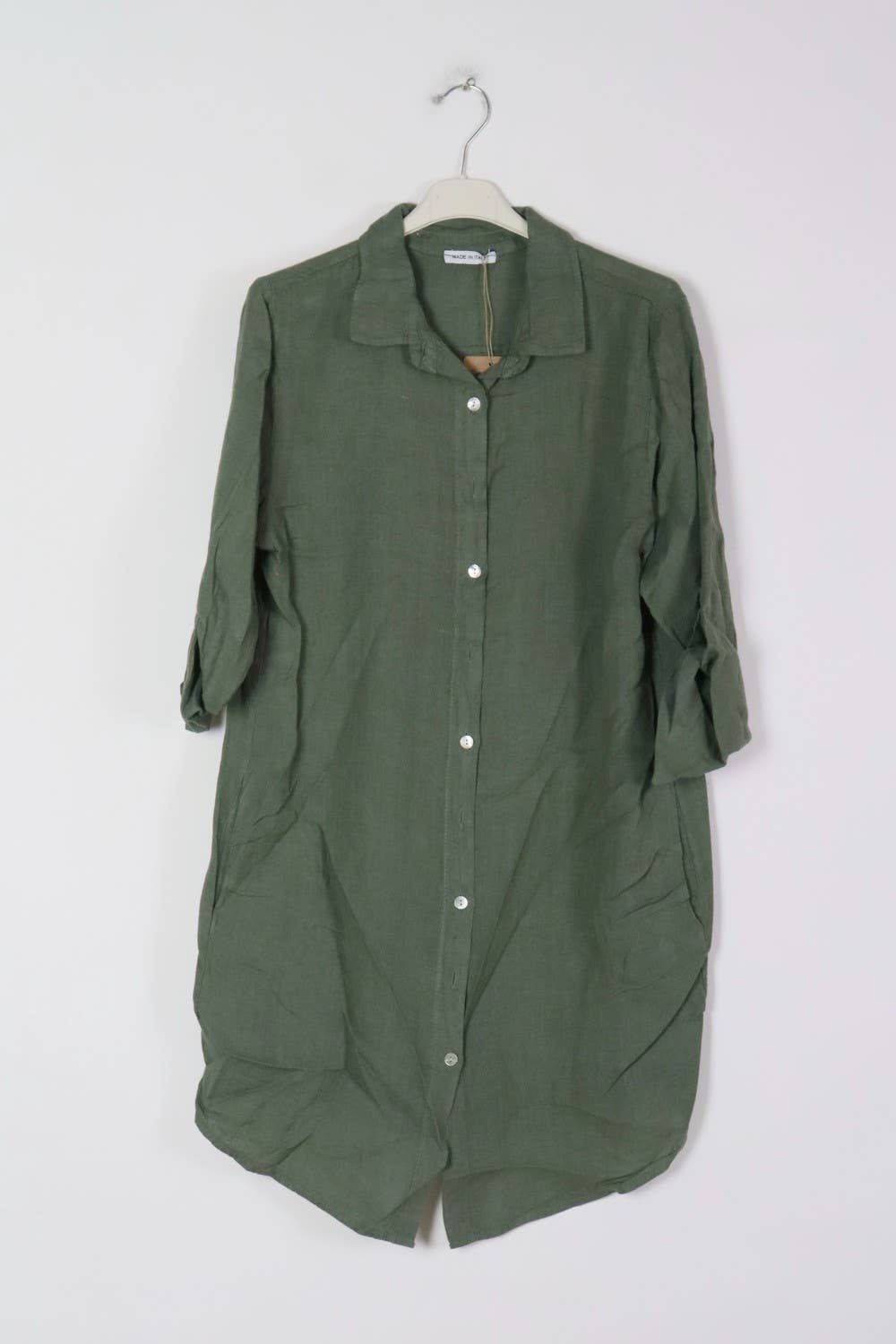 Short Dresses in 100% Linen REF. 197: Royal blue / Unique