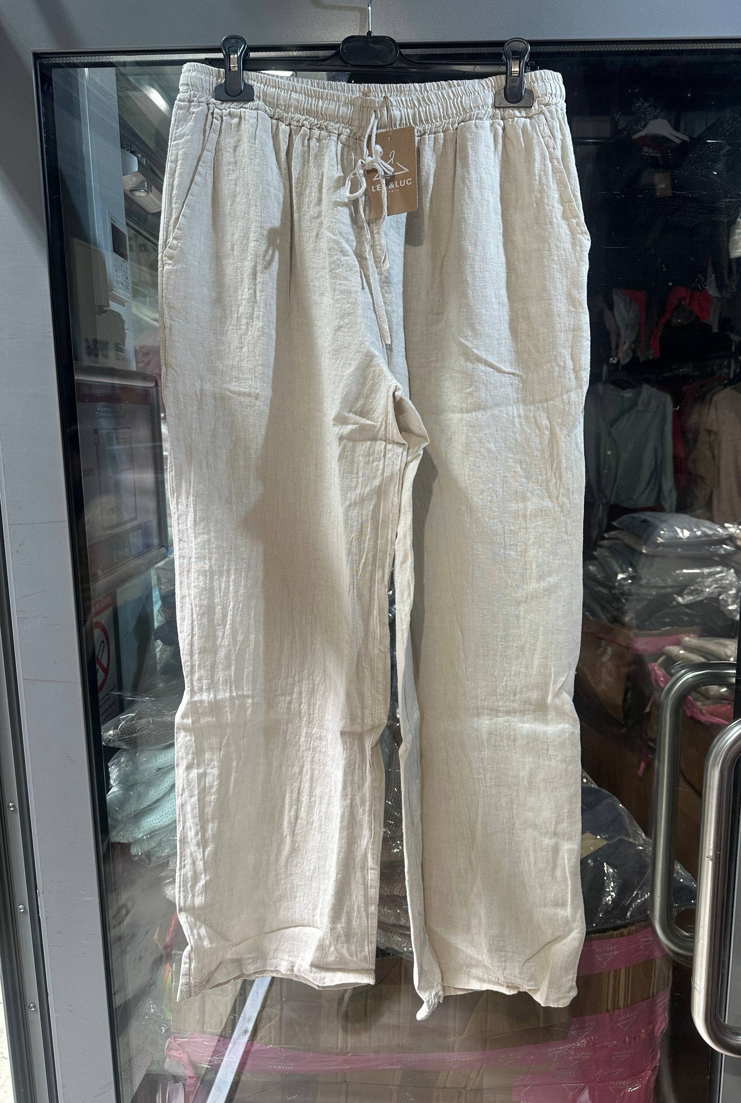 Plus size linen trouser SKU 982187: Khaki