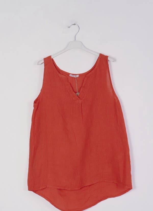 100% Linen Tank Top REF. 38009: Royal blue / Unique