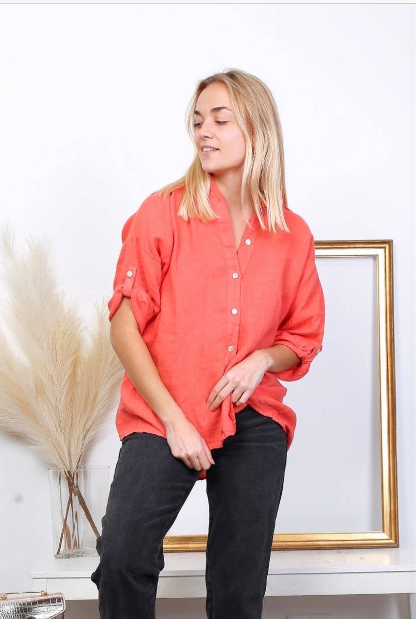 100% linen shirts REF. 20090: Khaki / Unique