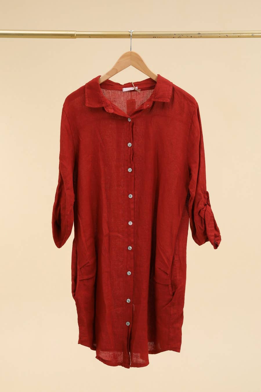 Short Dresses in 100% Linen REF. 197: Terracotta / Unique