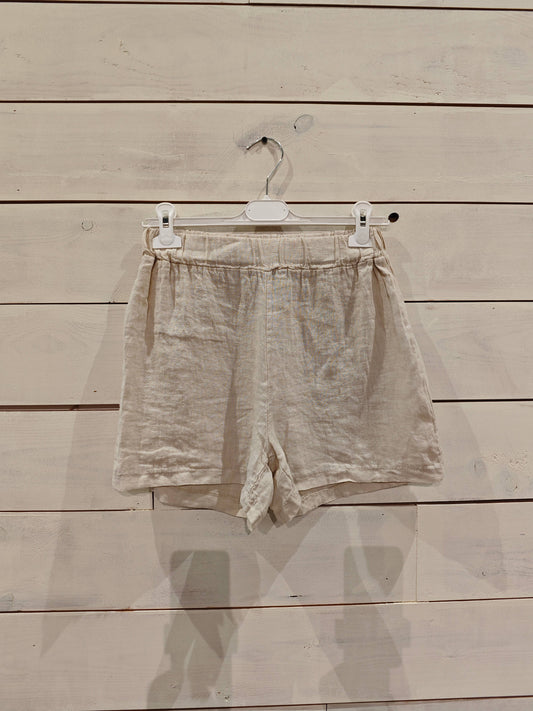 REF 24064 100% LINEN SHORTS: Beige