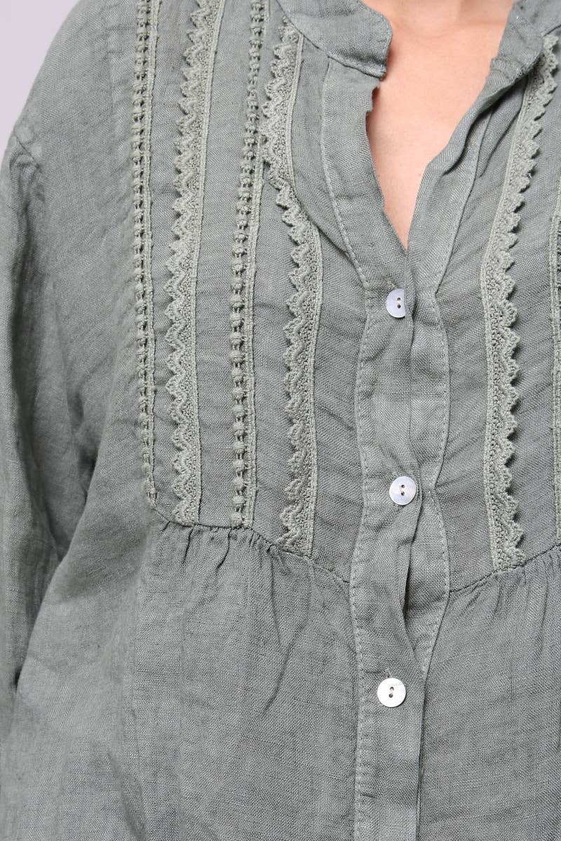 Short Dresses in 100% Linen REF. 14790: Royal blue / Unique