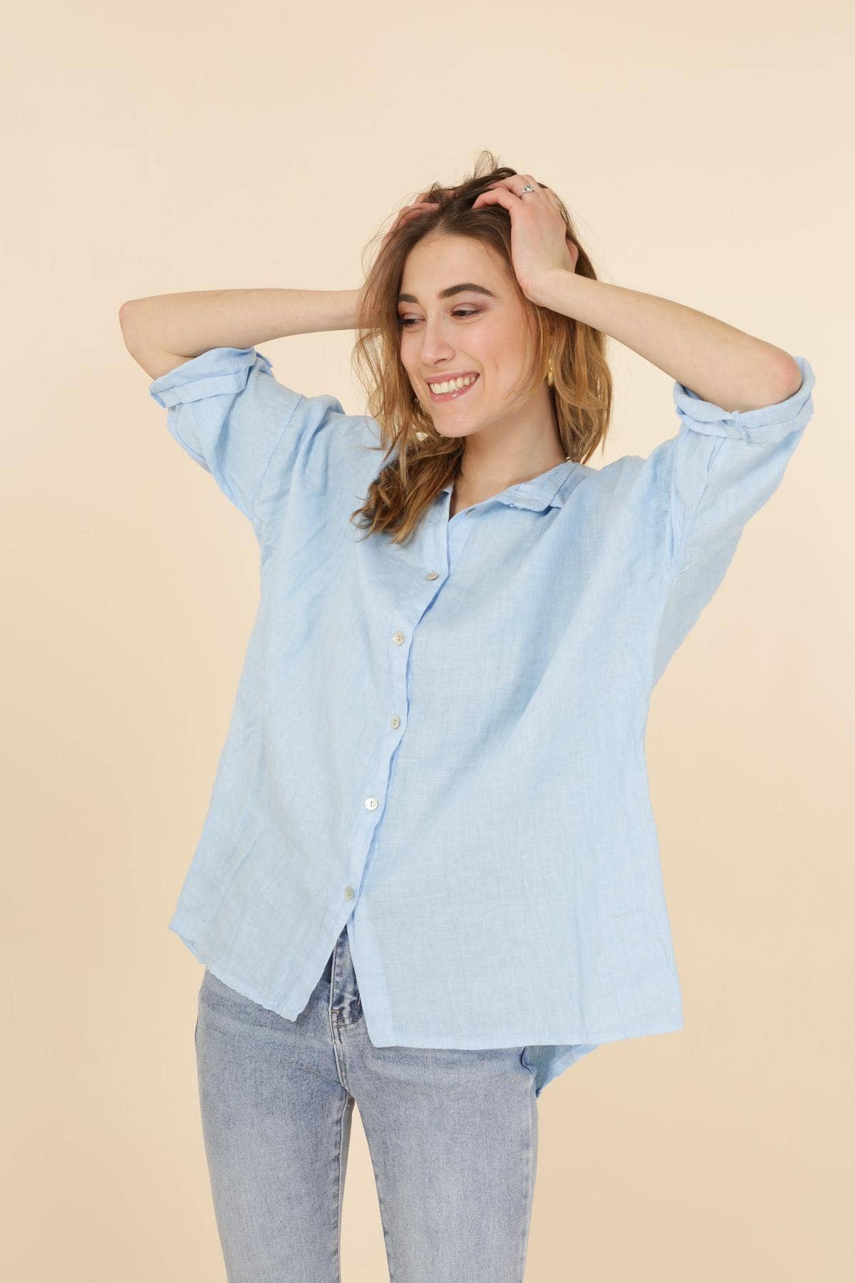 100% linen shirts REF. 20090: Duck Blue / Unique