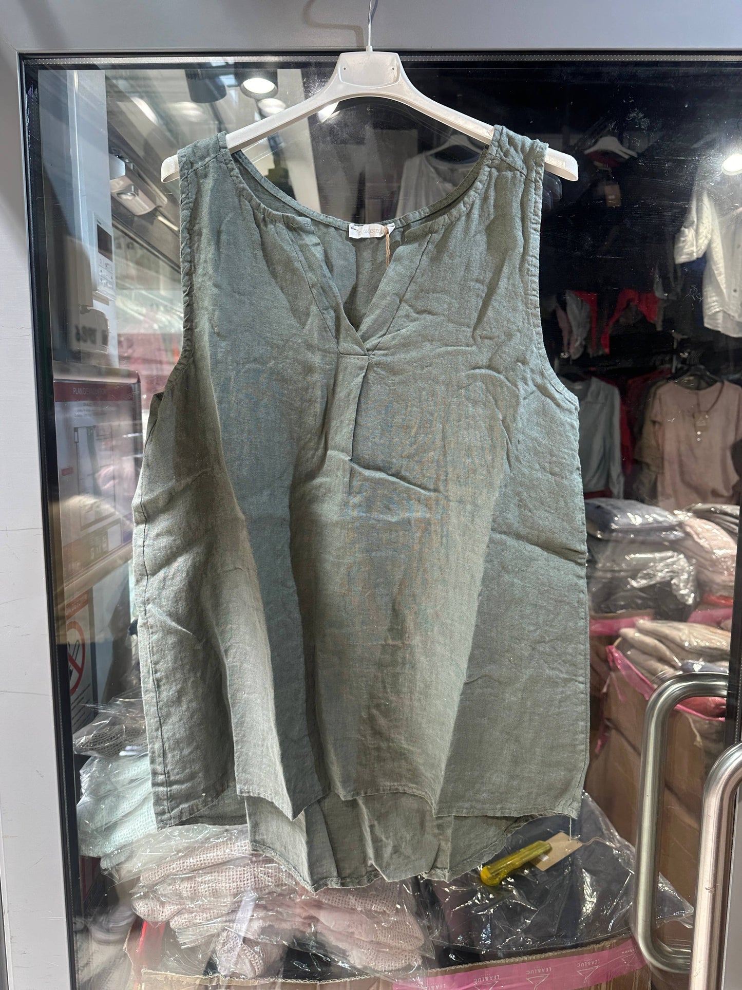 Plus size linen top Khaki