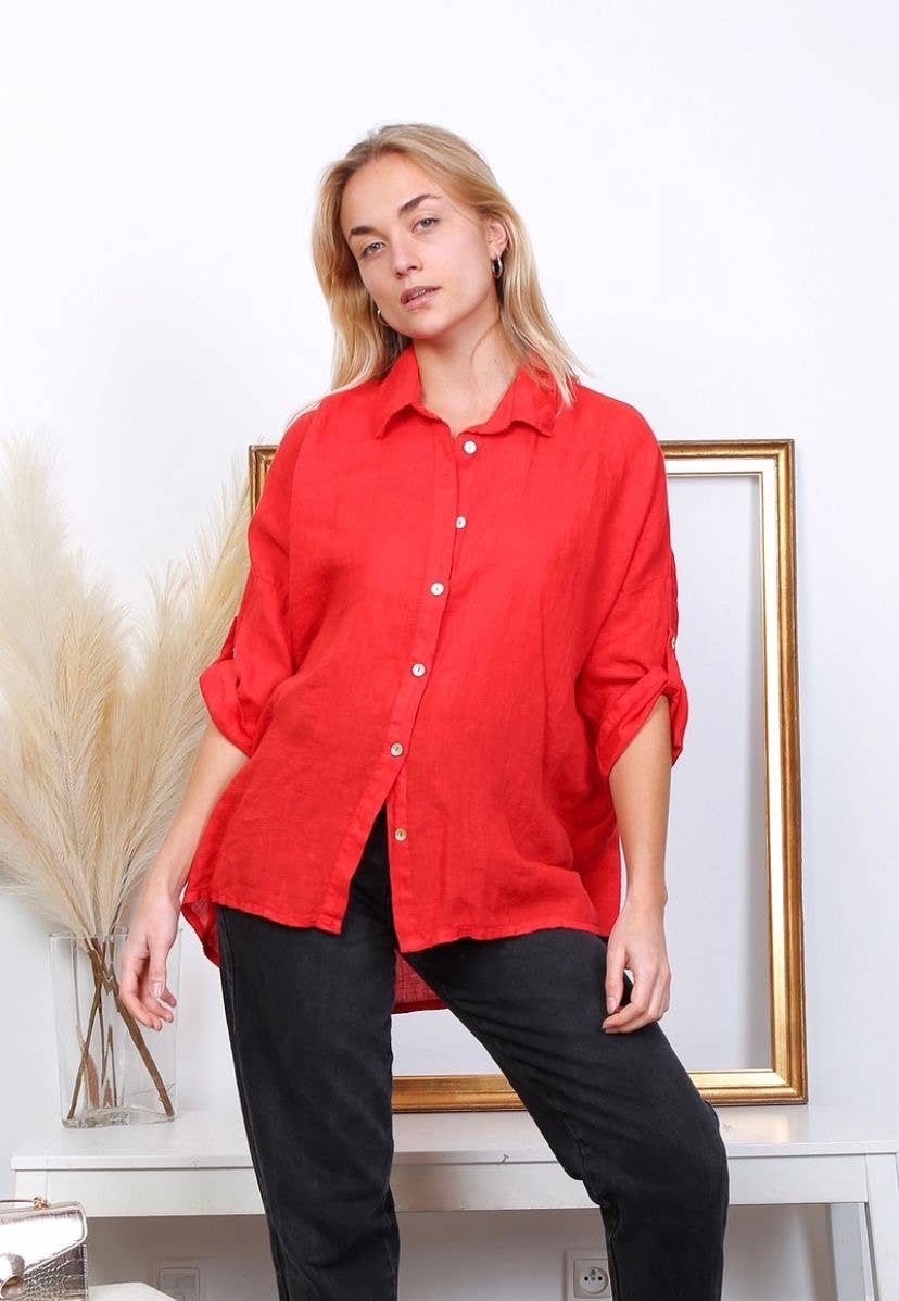 100% linen shirts REF. 20090: Khaki / Unique