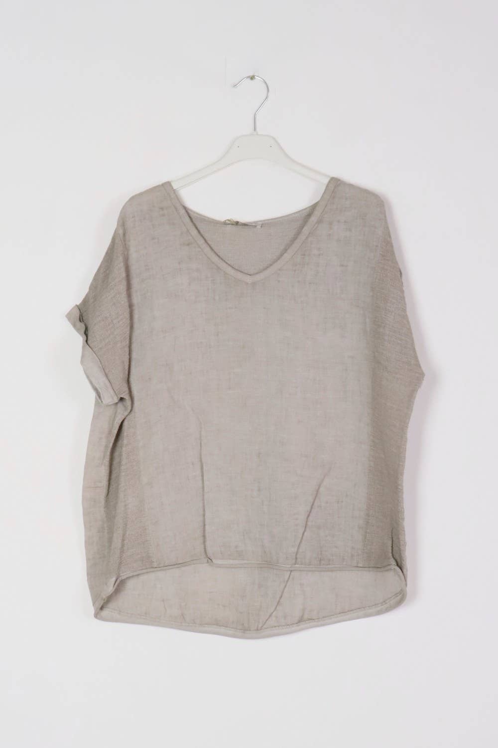 Textured T-shirt in 100% linen REF. 651: White / Unique