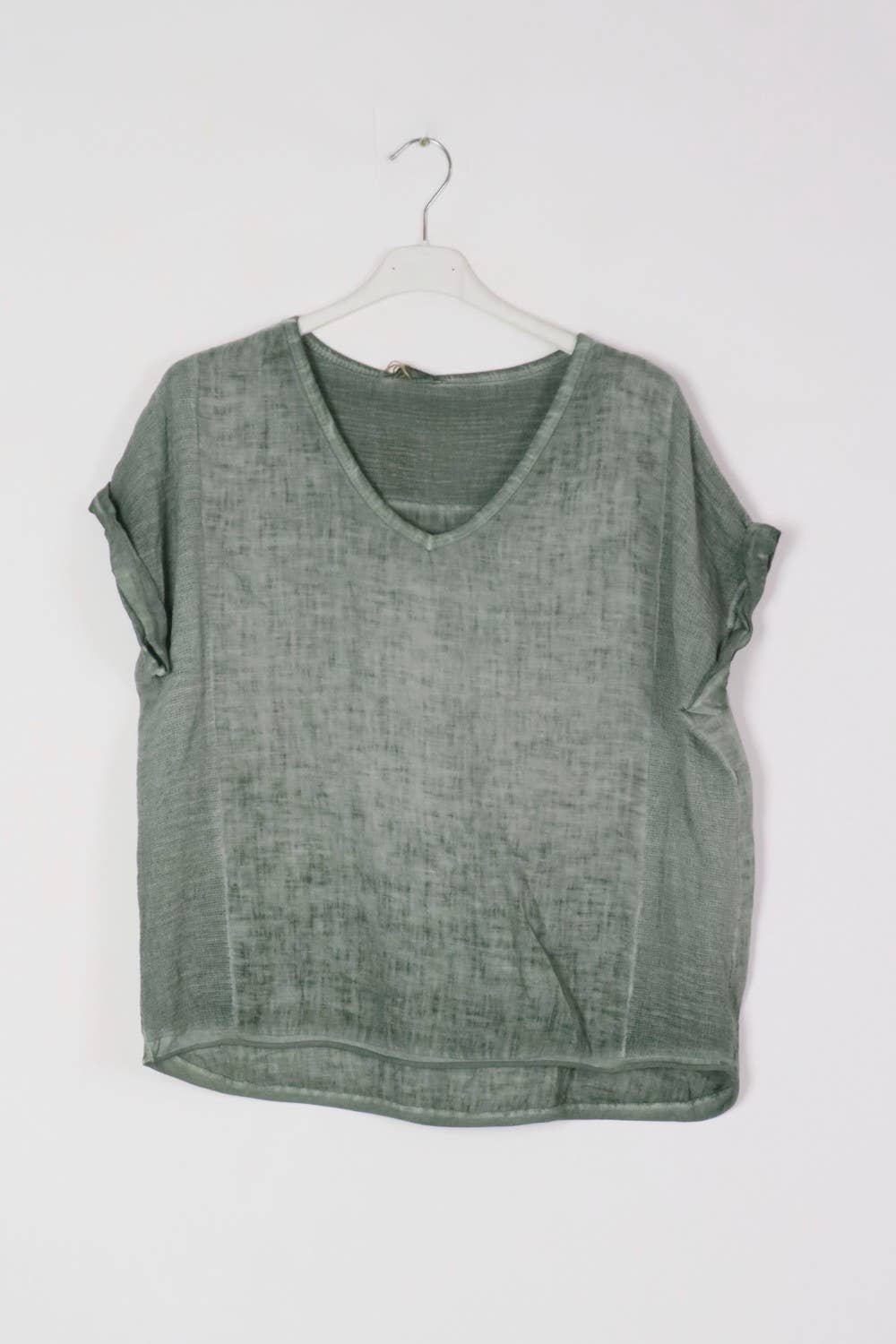 Textured T-shirt in 100% linen REF. 651: White / Unique