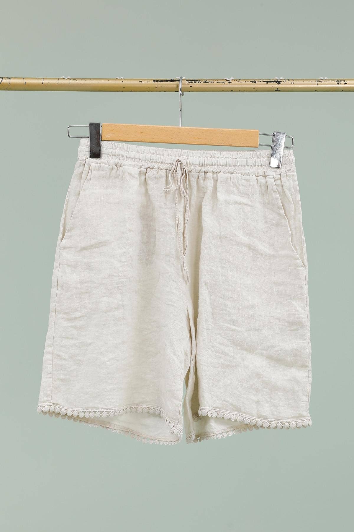 100% Linen Bermuda Shorts REF. 85751: Navy