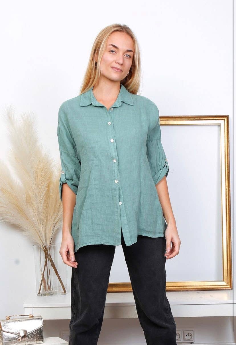 100% linen shirts REF. 20090: Duck Blue / Unique