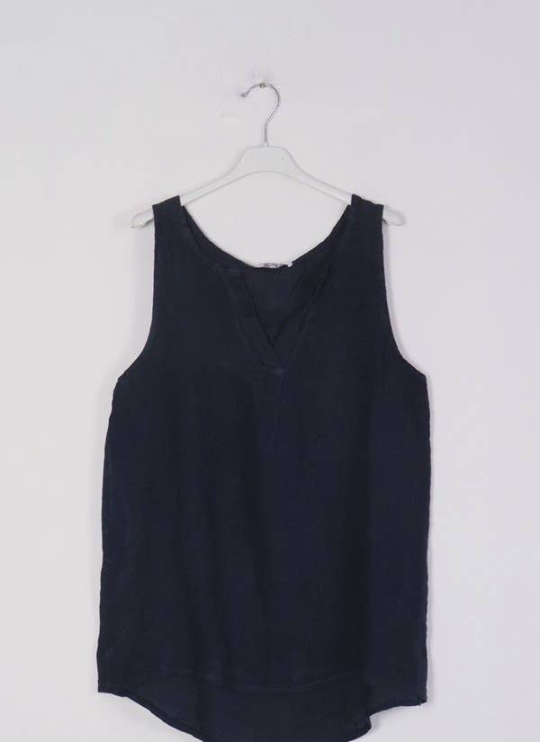 100% Linen Tank Top REF. 38009: Royal blue / Unique