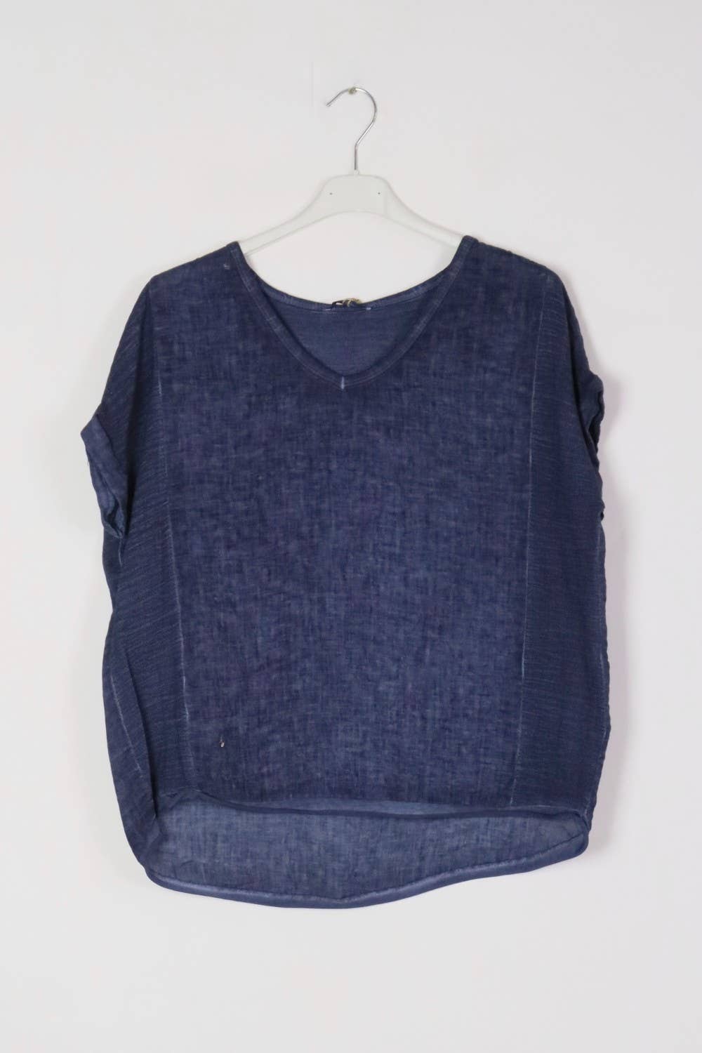 Textured T-shirt in 100% linen REF. 651: White / Unique