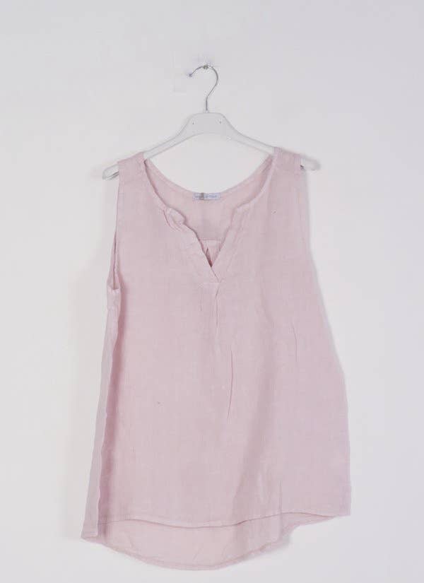 100% Linen Tank Top REF. 38009: Royal blue / Unique