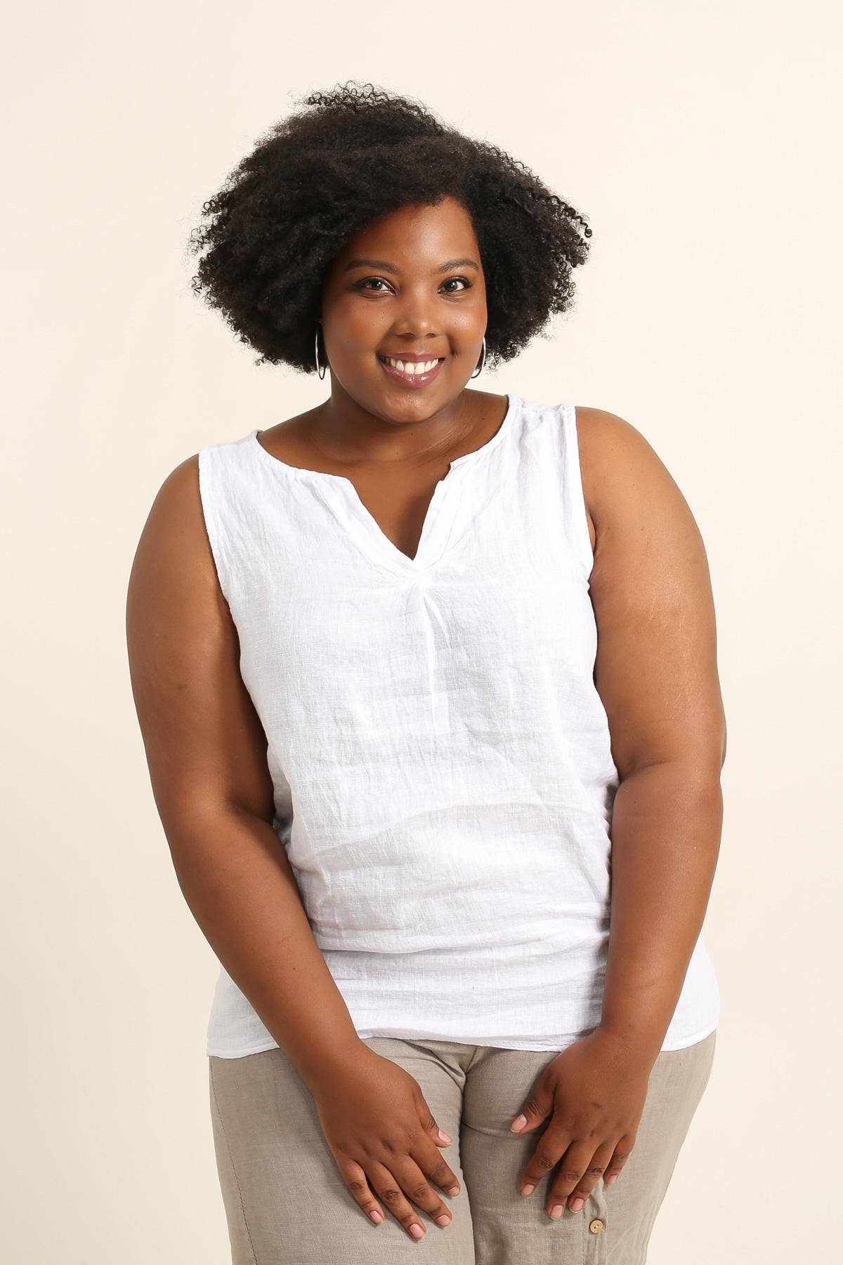 Plus size linen top SKU 1312: White