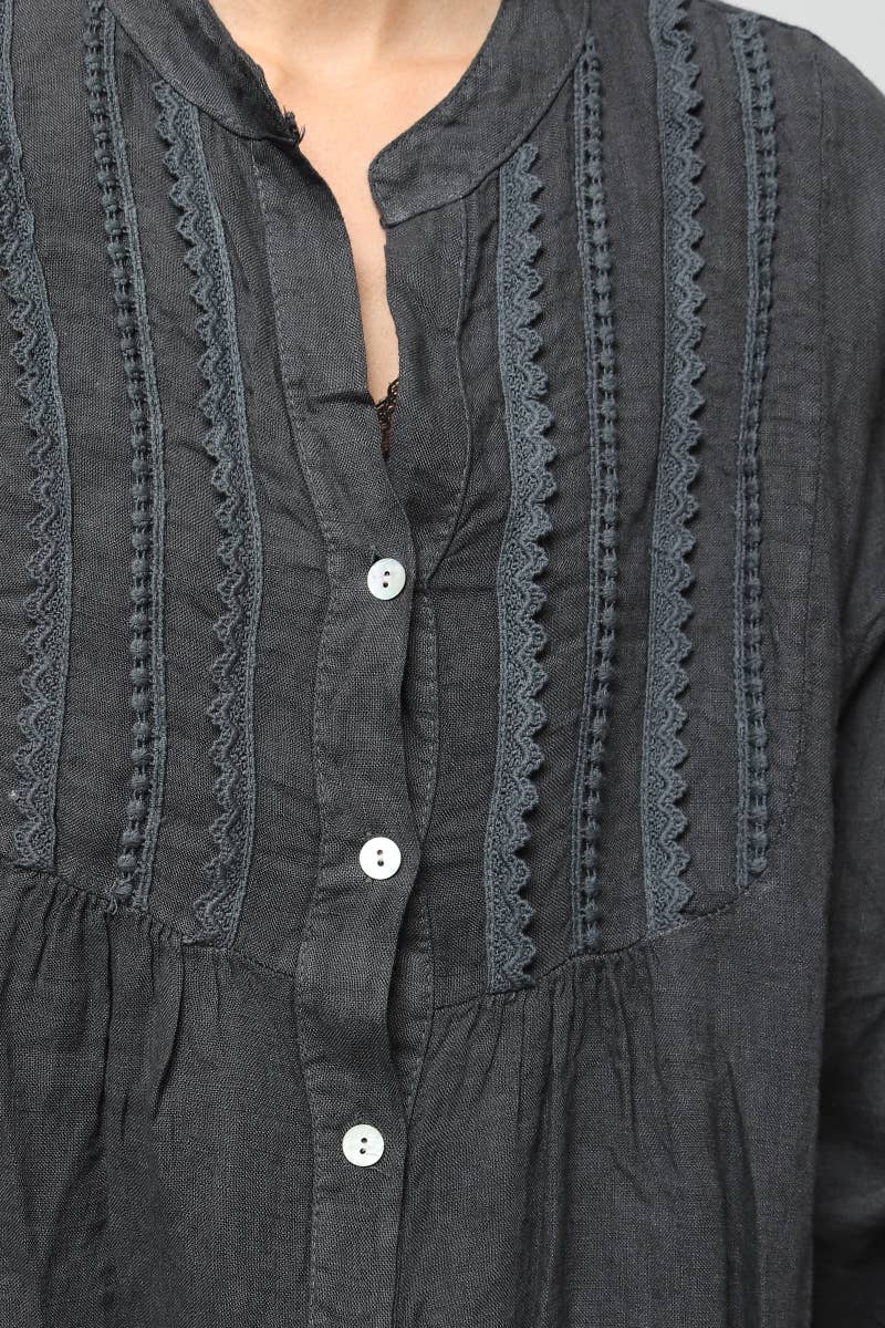 Short Dresses in 100% Linen REF. 14790: Royal blue / Unique