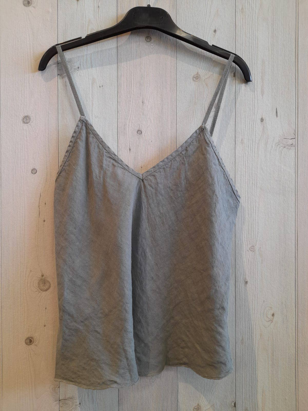 REF 22943 100% LINEN TANK TOP: KHAKI