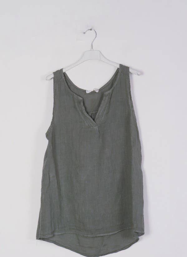 100% Linen Tank Top REF. 38009: Royal blue / Unique