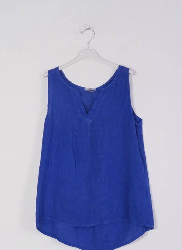100% Linen Tank Top REF. 38009: Royal blue / Unique