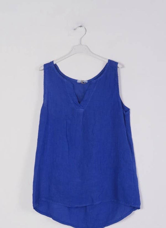 100% Linen Tank Top REF. 38009: Royal blue / Unique