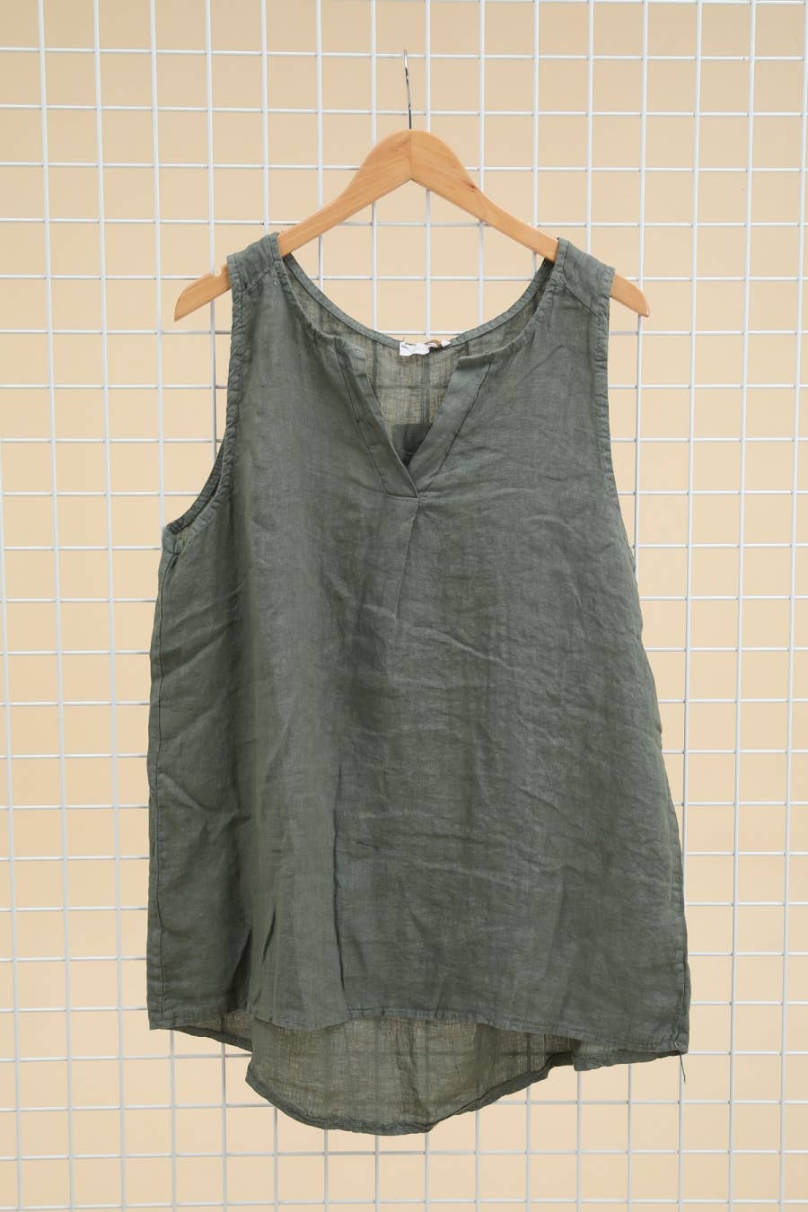 Plus size linen top Khaki