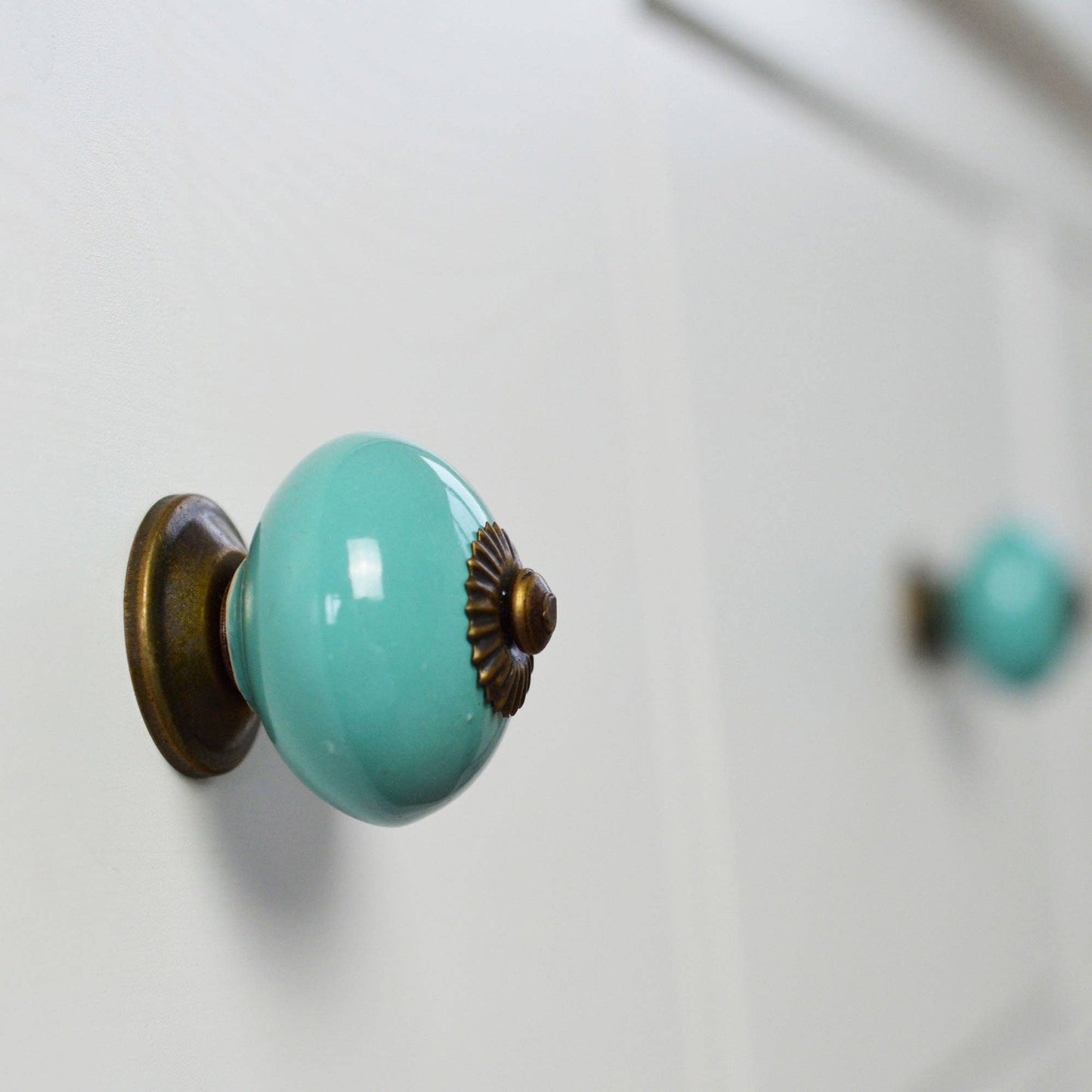 Round Ceramic Drawer Knob - Turquoise