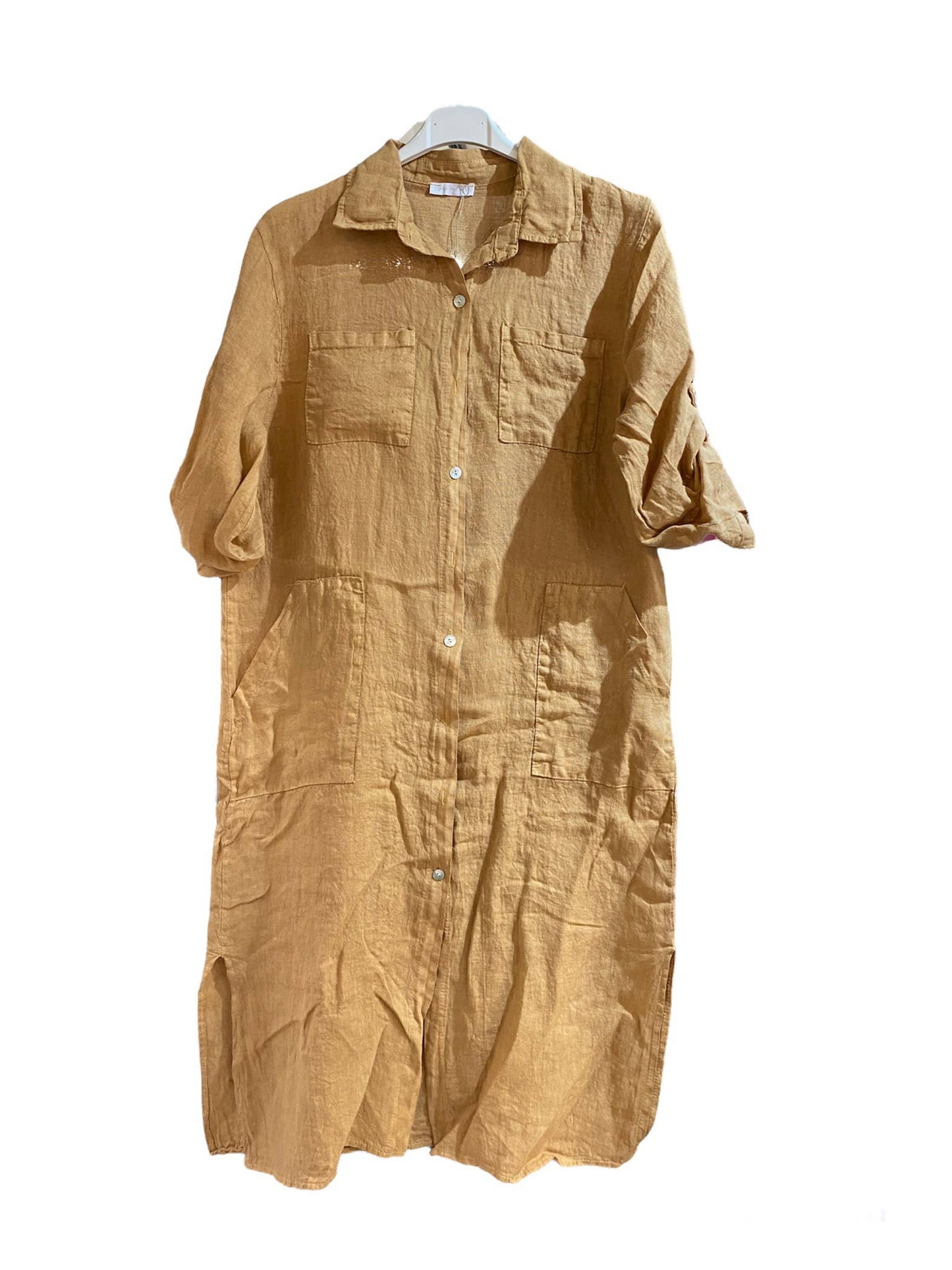 Dress in 100% linen Noir / One Size