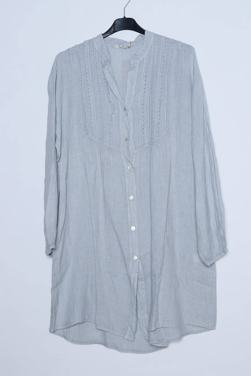 Short Dresses in 100% Linen REF. 14790: Royal blue / Unique