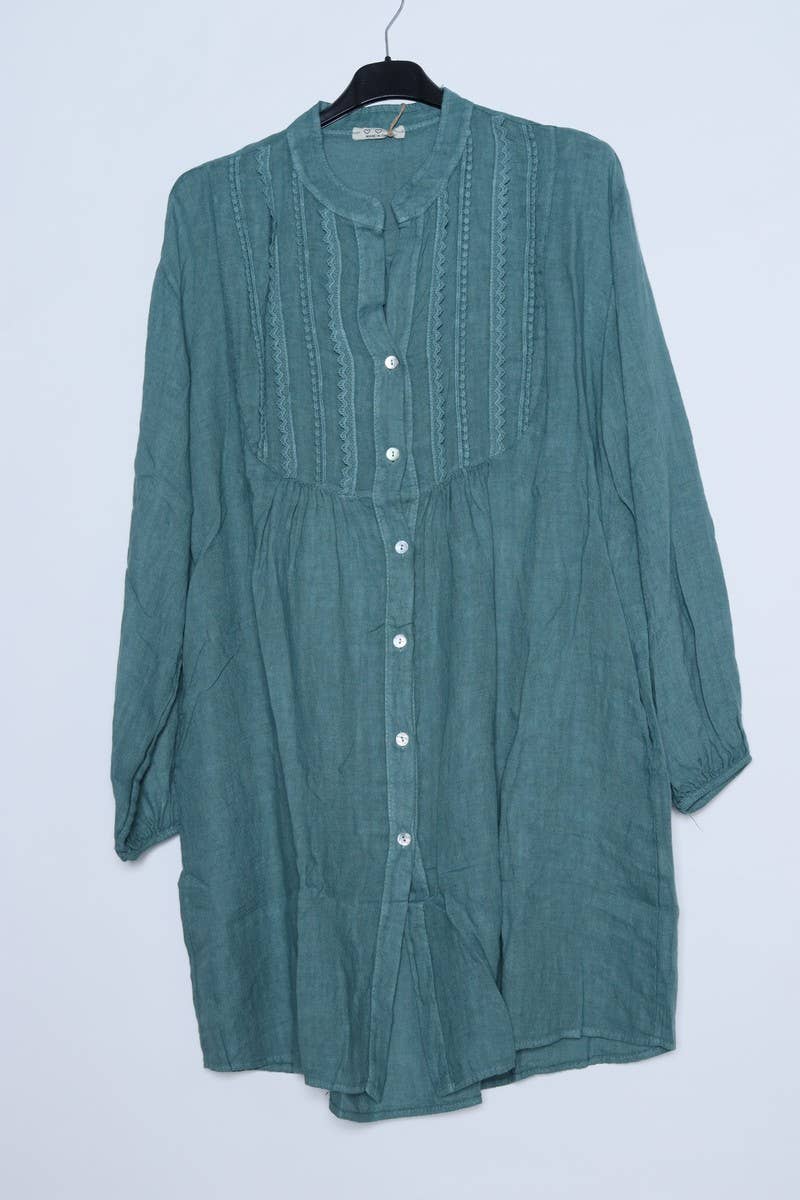 Short Dresses in 100% Linen REF. 14790: Royal blue / Unique