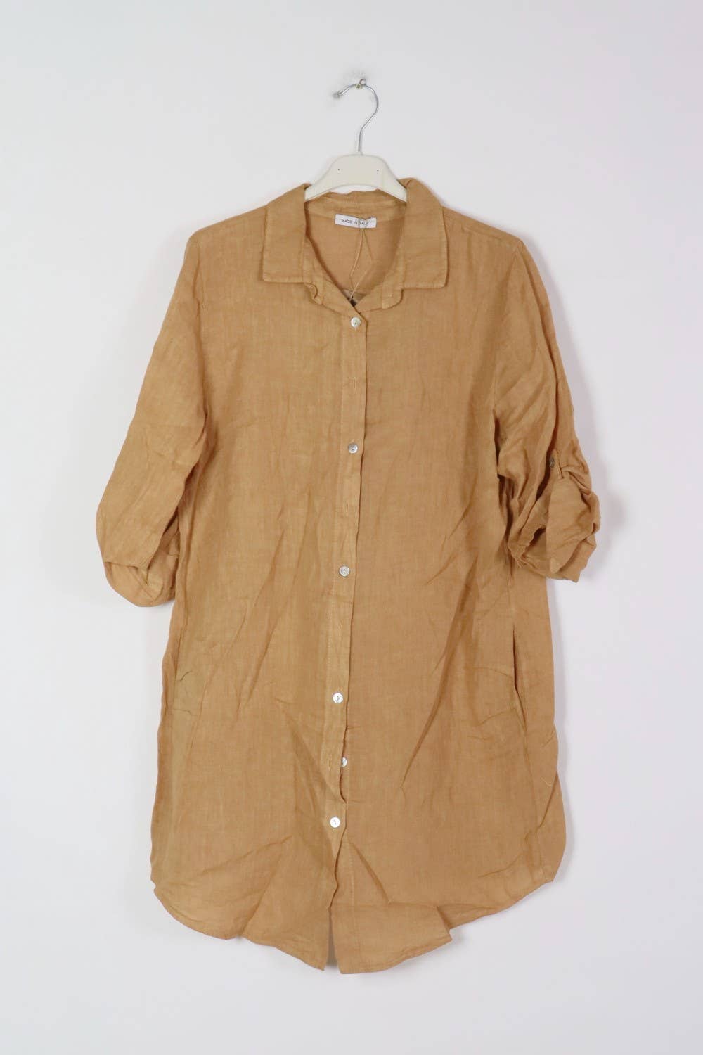 Short Dresses in 100% Linen REF. 197: Terracotta / Unique