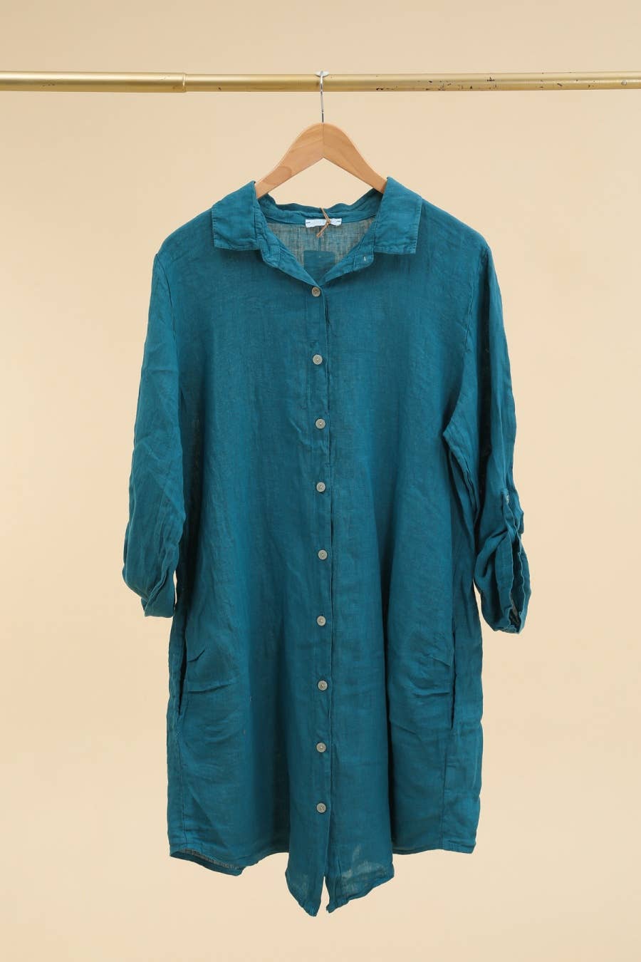 Short Dresses in 100% Linen REF. 197: Duck Blue / Unique