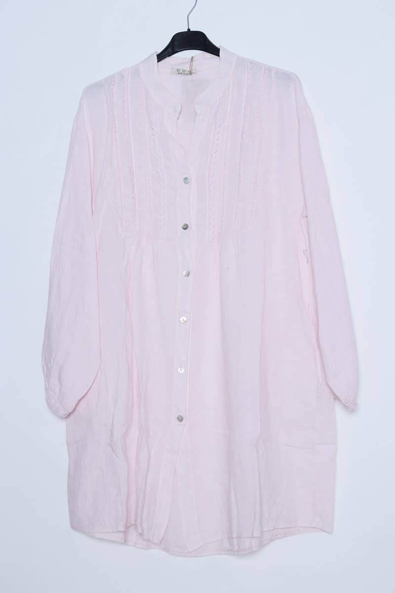 Short Dresses in 100% Linen REF. 14790: Royal blue / Unique