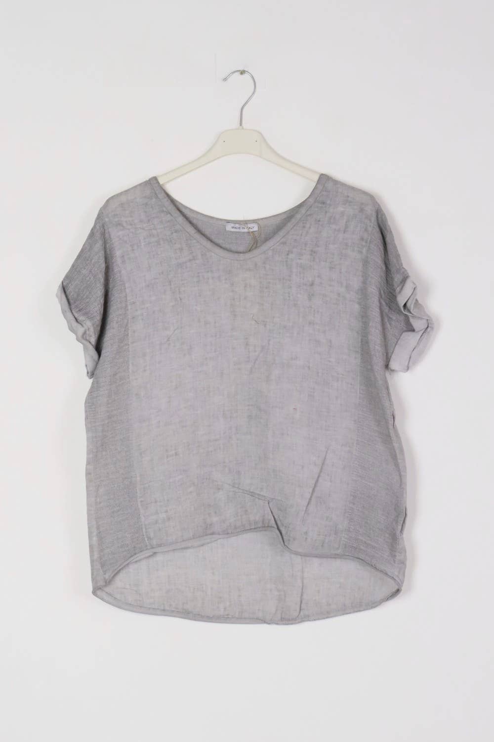 Textured T-shirt in 100% linen REF. 651: White / Unique