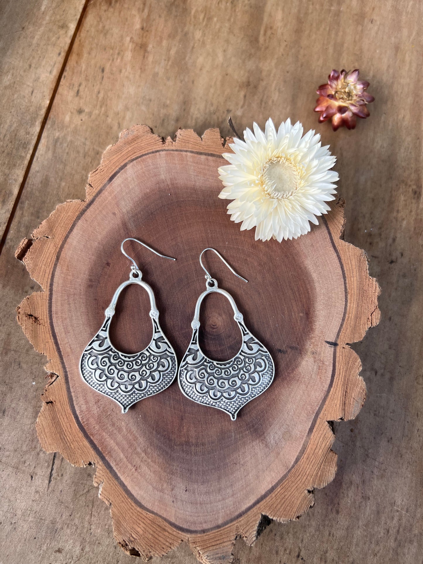 Turkish silver mandala earrings