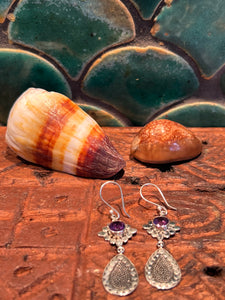 Navo Silver and amethyst earrings