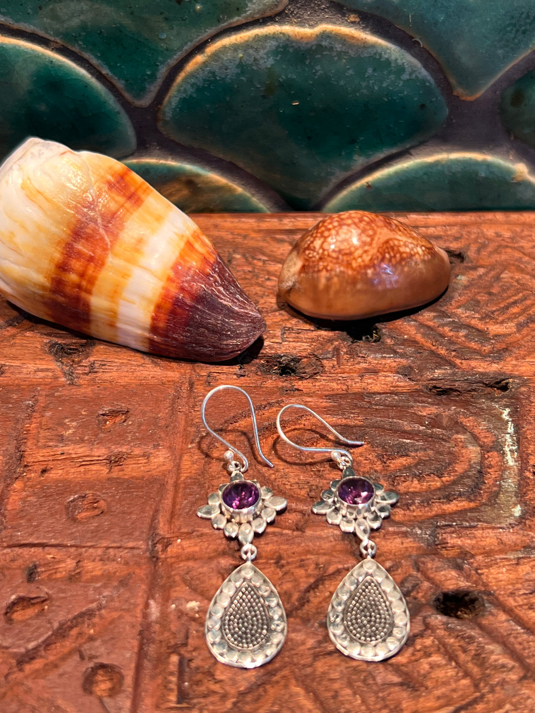 Navo Silver and amethyst earrings