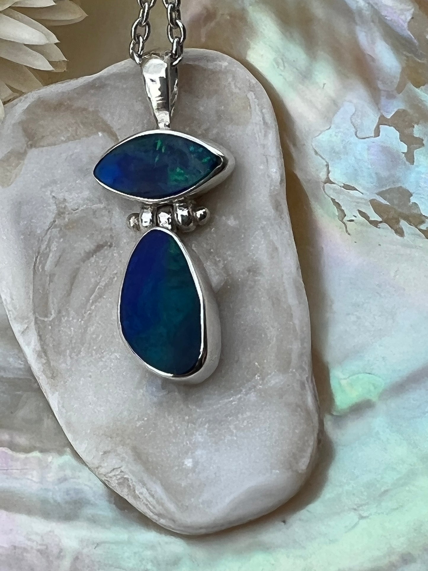 Silver opal pendant