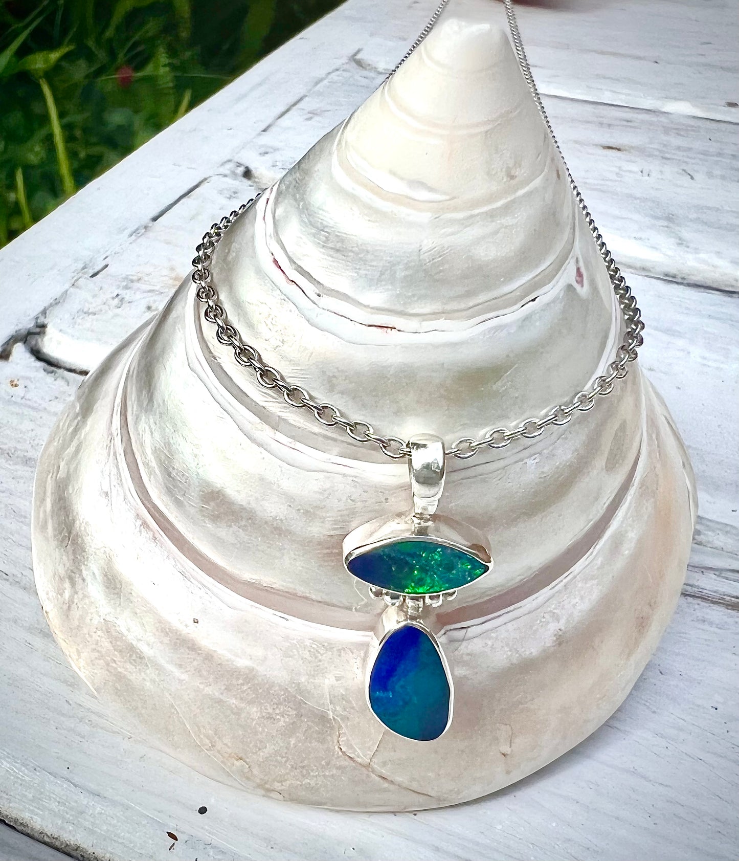 Silver opal pendant